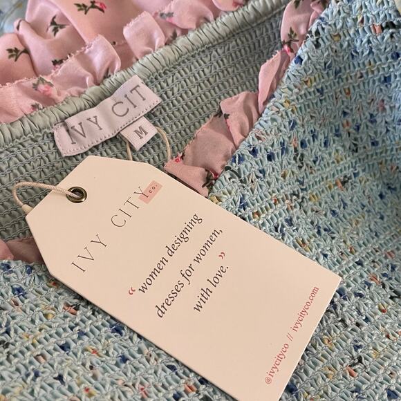 NWT Ivy City Co Emily Spring Patchwork Dress Milkmaid Cottagecore Size Medium - Picture 11 of 12